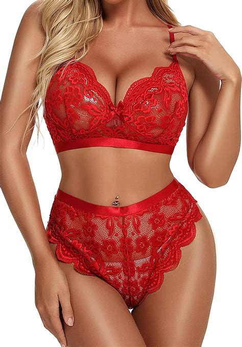 Set Lingerie Sexy Da Donna In Pizzo Reggiseno E Slip A Vita Alta Set Di Pizzo Decorazione