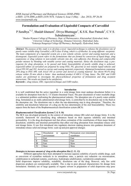 Formulation And Evaluation Of Liquisolid Compacts Of Carvedilol Pdf