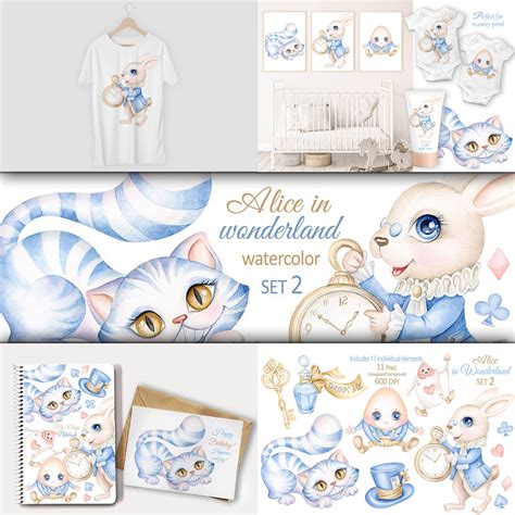 Alice In Wonderland Watercolor Clipart Tea Party Png Master Bundles