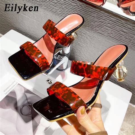 Eilyken Leopard Grain Pvc Jelly Women Slippers Fashion Transparent