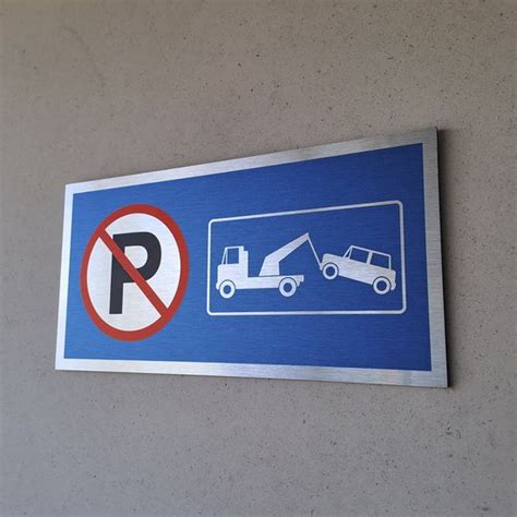 Pictogram Bord Op Geborsteld Aluminium Parkeren En Stilstaan