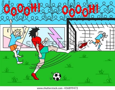 Funny Illustration Funny Scene Soccer Game Vector De Stock Libre De