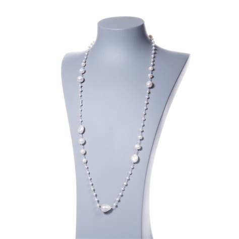 Collana Lunga Con Perle E Argento 925 Collane Perla Gioielli Perla