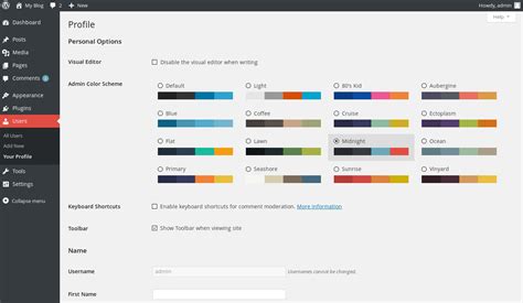 Changing your WordPress admin color scheme | InMotion Hosting Support Center