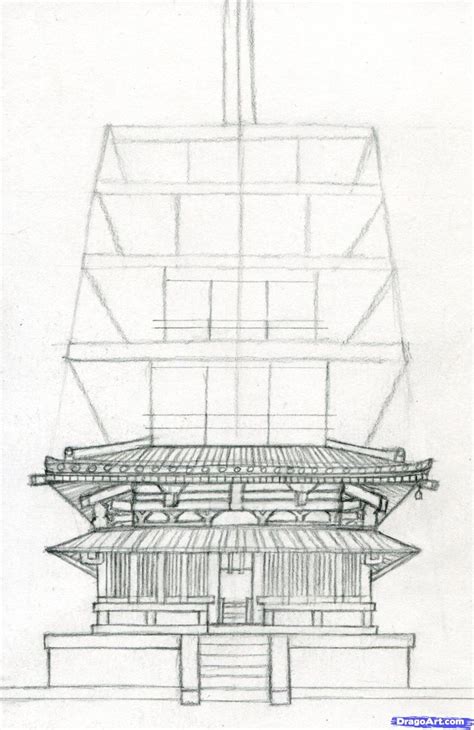 How To Draw A Pagoda Japanese Pagoda Step 9 Japanese Pagoda