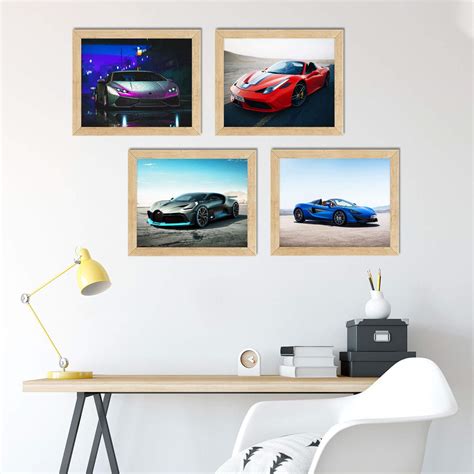 Black and White Forest Car Posters Lamborghini Mclaren Ferrari Bugatti Poster Car Wall Art ...