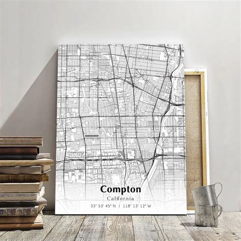 Compton City Map Print, Compton California Map Poster, USA City Street ...