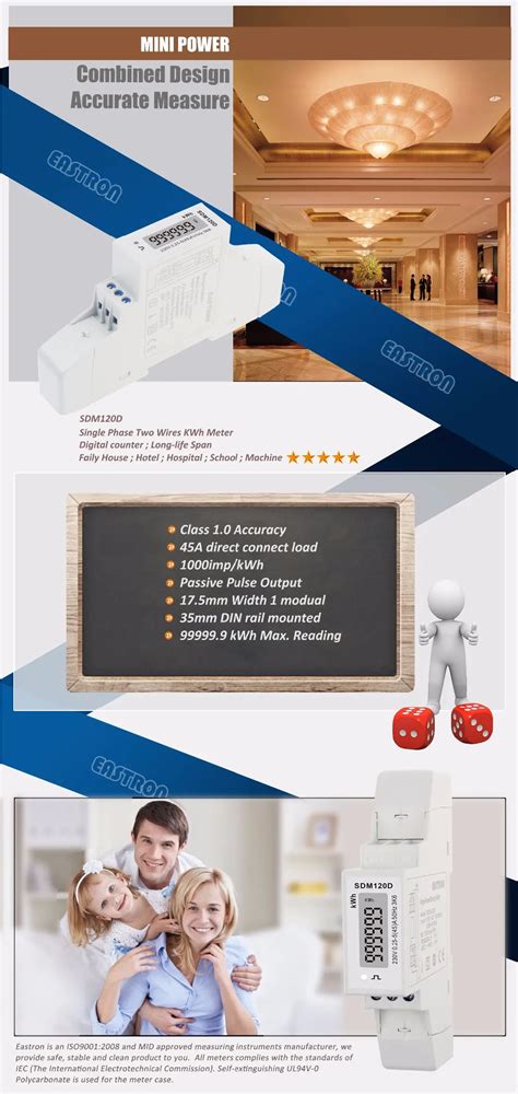 Eastron Sdm120d Mid Approved Single Phase Din Rail Mounted Lcd Display And Pulse Output Energy