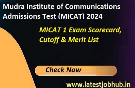 MICAT 1 Result 2024 Mica Ac In Exam Scorecard Cutoff Marks