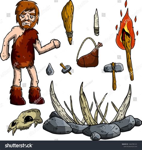 Clipart Caveman Using Tools