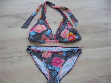 Esprit Bikini Set Slip Triangel Bikini Neckhoulder Netz geblümt Gr neuwertig eBay de
