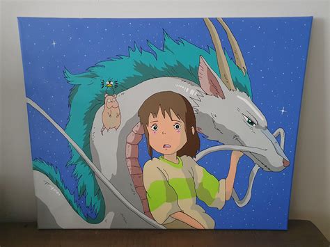 Finally completed this fanart of Chihiro and Haku for my niece. Acrylic ...