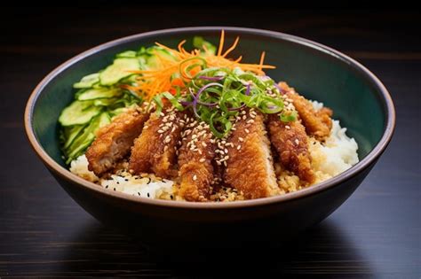 Premium Photo Soy Ginger Chicken Katsu Donburi Sensation