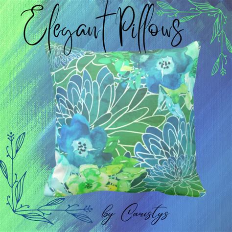 Watercolor Floral Mix Blues Indoor Outdoor Pillow Zazzle