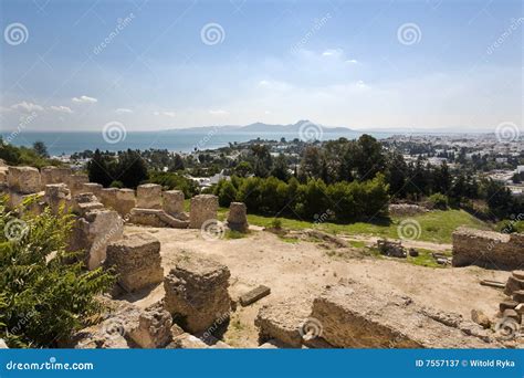 General View From Byrsa Hill Stock Image Image Of Ruined Blue 7557137