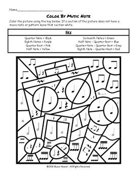 Music Note Color By Number