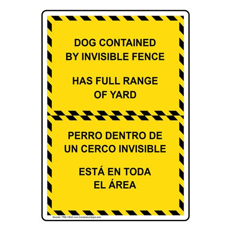 Dog Contained By Invisible Fence Bilingual Sign TRB-13643