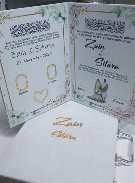 personalized  nikah certificate book thumbprints  signature