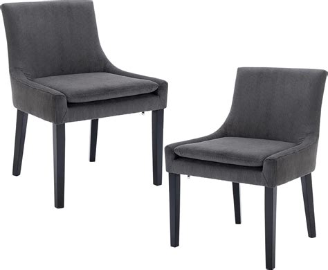 Colamy Mid Century Modern Gray Corduroy Accent Chairs Set Of