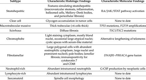 Characteristic Histologic And Molecular Findings Of Hepatocellular Download Scientific Diagram