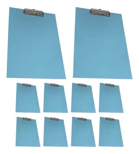 Kit 10 Prancheta A4 Colorida Mdf Oficio Prendedor Eficiente Cor Azul