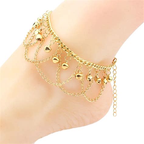 New Women Gril Tassel Chain Bells Halhal Sound Gold Metal Chain Anklet