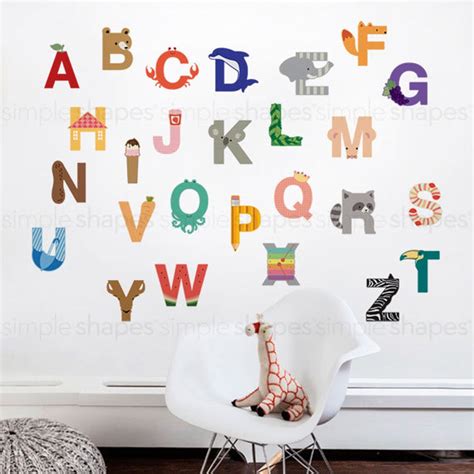 Wall Decal Kids Wall Stickers Kids Alphabet Peel and Stick Wall Sticker ...