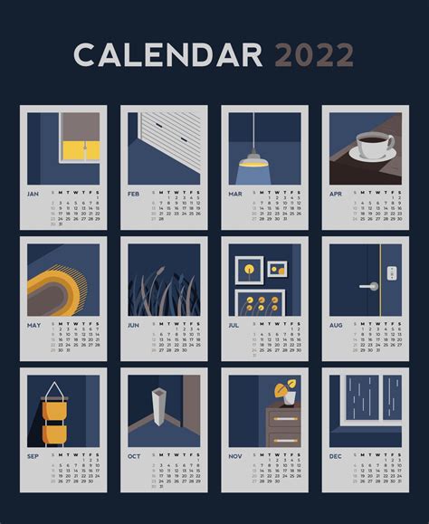 Calendar 2022 Minimalist Template 3142692 Vector Art at Vecteezy