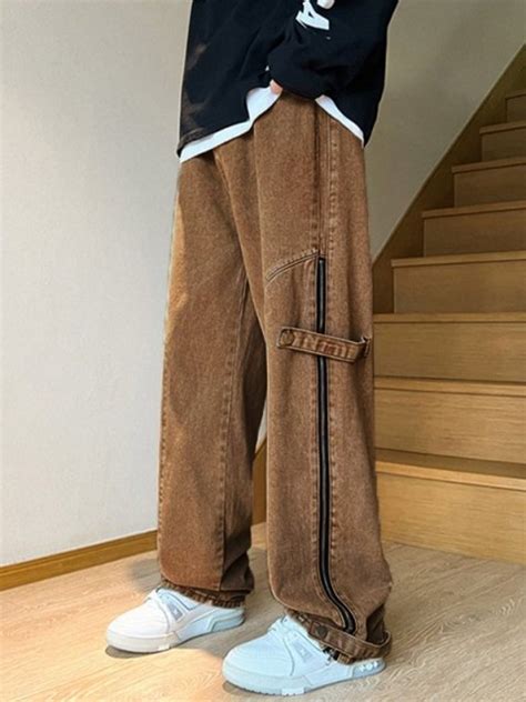 Emmiol Free Shipping 2023 Men S Vintage Loose Corduroy Pants Brown XL