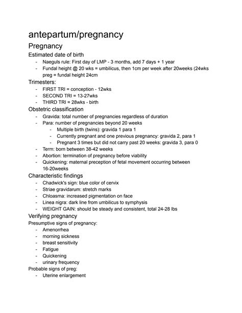 Solution Nclex Study Guides Ob Antepartum And Pregnancy Studypool