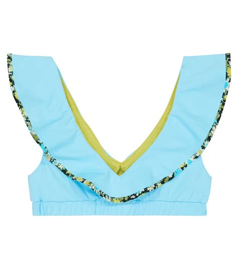 Piana Ruffled Bikini Top In Blue Marysia Bumby Mytheresa