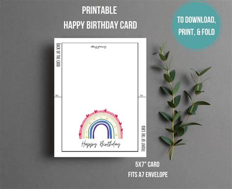 Printable Rainbow Happy Birthday Card Instant Download - Etsy