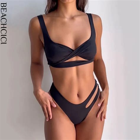 Beachcici Women Bikini Two Piece Swimsuit Summer Sexy Fashion Solid