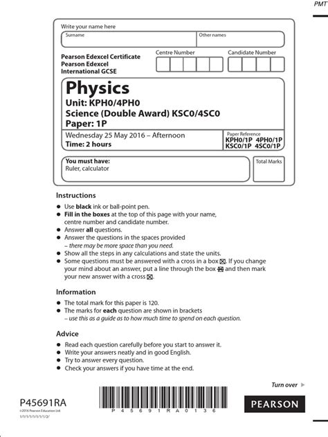 June 2016 Qp Paper 1p Edexcel Physics Igcse Pdf Waves Nuclear