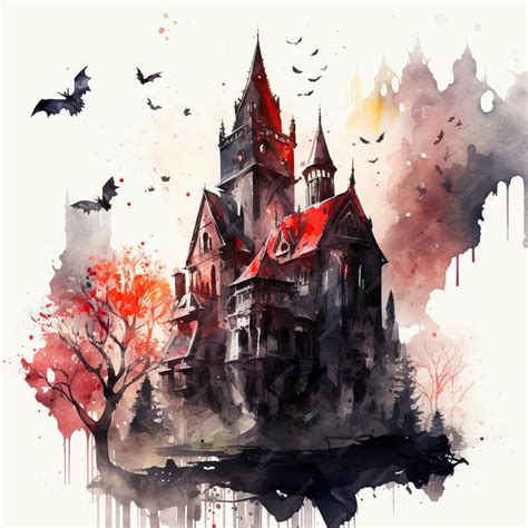 Premium Photo | Watercolor vampire art castle creative