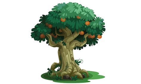 Hermoso árbol Con Frutas Concepto De Arte Vector Premium