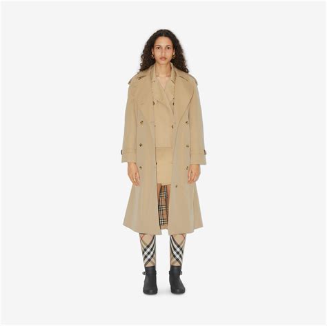 Long Gabardine Trench Coat In Honey Women Cotton Gabardine Burberry® Official