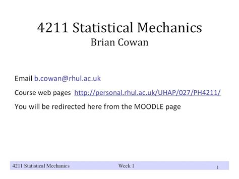 PDF 4211 Statistical Mechanicspersonal Rhul Ac Uk UHAP 027 PH4211