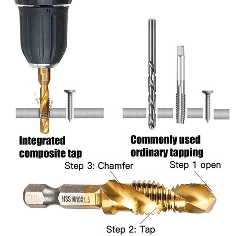 Buy Yakamoz 6Pcs 1 4 Hex Shank Titanium Drill Tap Combination Bit Set