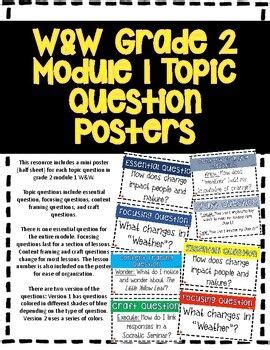 Wit Wisdom Grade 2 Module 1 Topic Question Posters In 2024 2nd