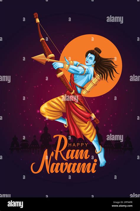 Happy Ram Navami Festival Of India Lord Rama Birth Day Vector