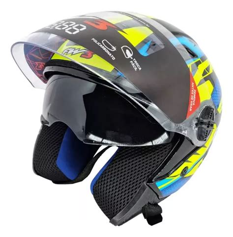 Capacete Moto Aberto X Open Up Fox Fw Oculos Interno Full Frete Gr Tis