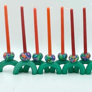 Chanukah Menorah Unique Polymer Clay Menorah Colorful and - Etsy