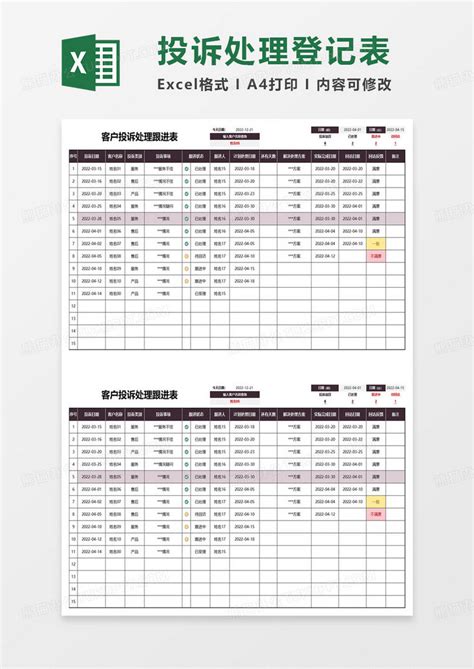 客户投诉处理跟进表excel模板下载熊猫办公