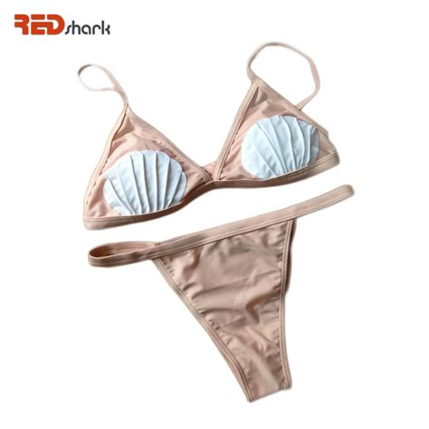 REDshark 2017 Sexy Shell Graphics Women Swimwear Micro Bikini Set