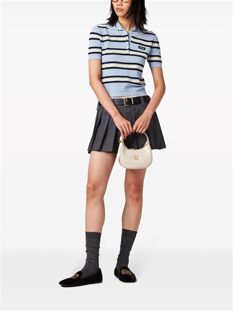 Miu Miu Striped Knitted Cotton Polo Shirt Farfetch