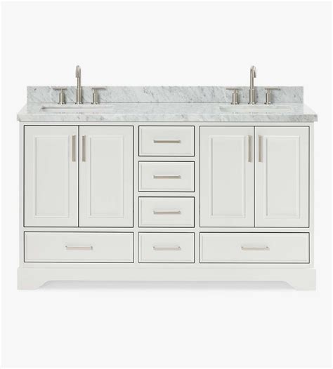 Ariel Stafford 61 Inch Double Rectangle Sink Vanity With Carrara White