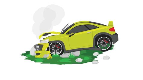 Vector or Illustration of of road accidents. Yellow car collided with ...