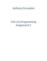 Csis Assignment Word Docx Anthony Fernandez Csis Programming