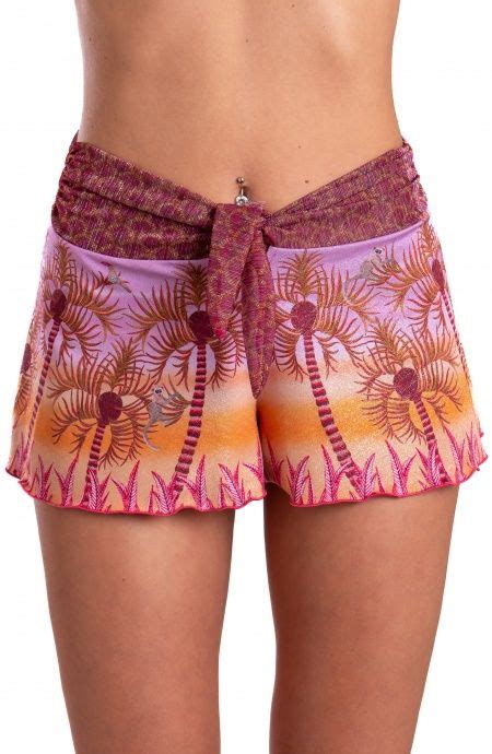 Short Piquet Lurex Con Fascione Crepon Lam Palm Paradise Taglia Xs